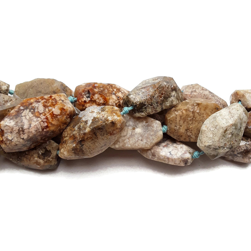 Fossil Agate Rough Nugget Chunk Cylinder Tube Beads Approx 20x40mm 15.5" Strand