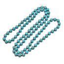 Blue Turquoise Matte Knotted Mala Necklace Beads 8mm 36” Long Ready to Wear