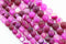 large hole fuchsia Striped agate matte round beads