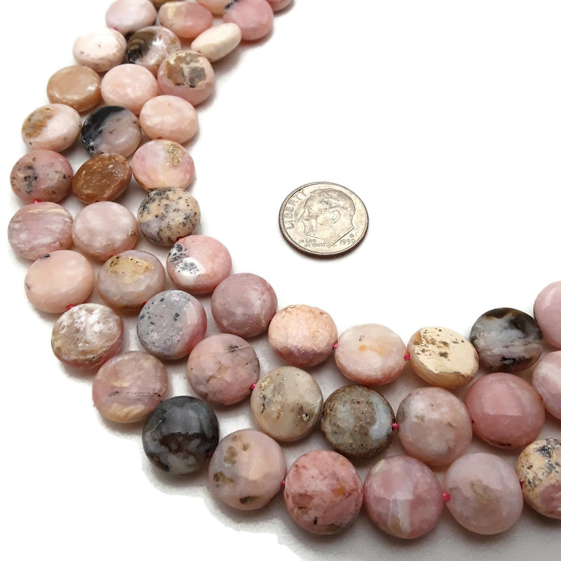 Pink Opal Smooth Coin Shape Beads 12mm 15.5" Strand
