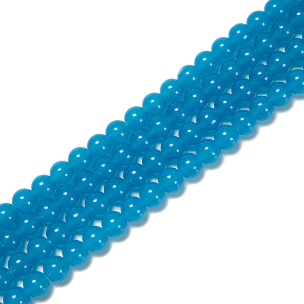 Jelly Blue Crystal Glass Smooth Round Beads Size 6mm 8mm 10mm 15.5" Strand