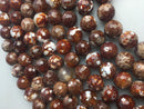 fire agate faceted round beads