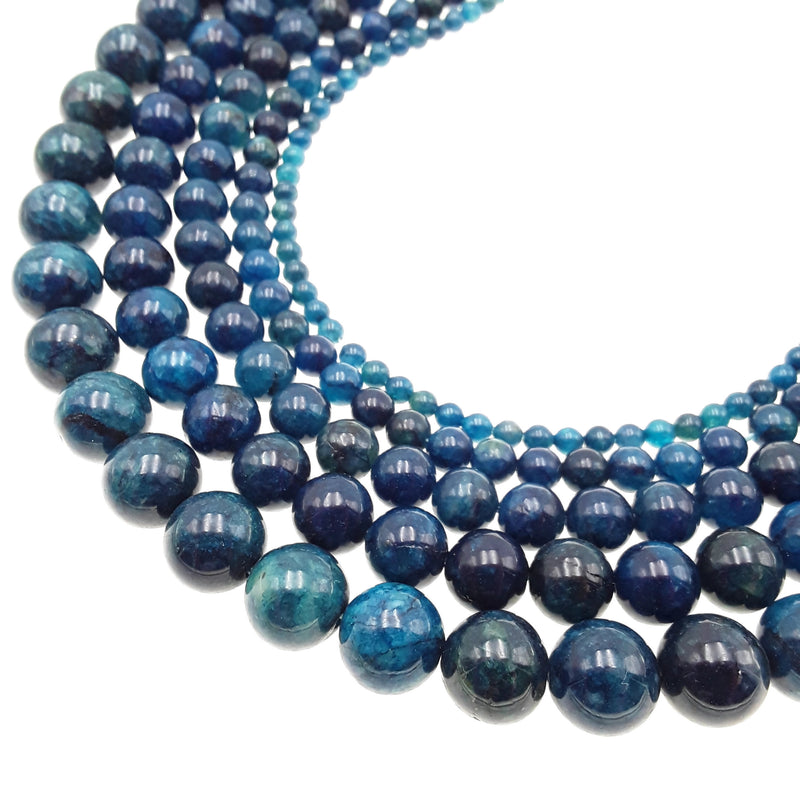 dark blue apatite smooth round beads