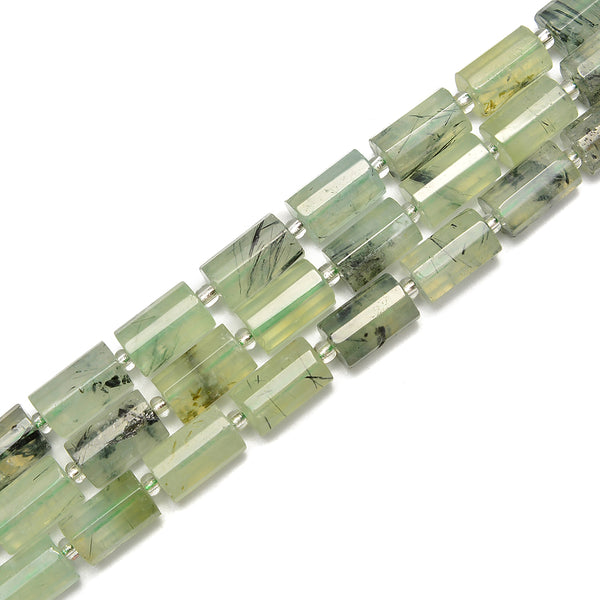 Prehnite Faceted Cylinder Beads Size 10x16mm 15.5'' Strand
