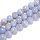 Natural Blue Lace Agate Smooth Round Beads 5mm 6mm 8mm 15.5" Strand