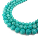 blue green amazonite smooth round beads