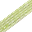Natural Light Green Jade Cylinder Tube Beads Size 4x13mm 15.5'' Strand