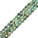 Natural African Turquoise Prism Cut Double Point Beads Size 7x8mm 15.5'' Strand