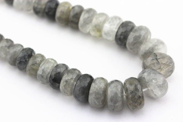 cloudy quartz graduated faceted rondelle beads