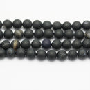 large hole black Striped agate matte round beads
