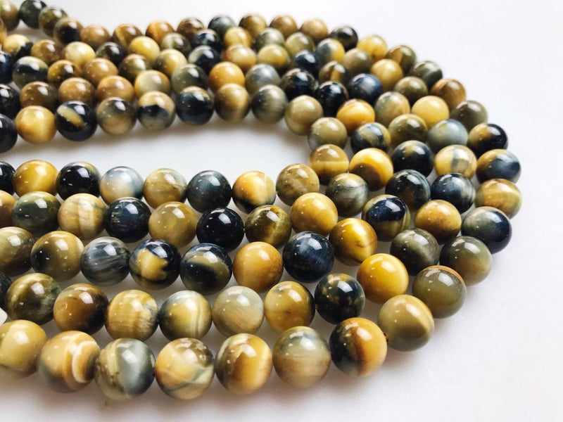 golden blue Tiger's eye smooth round beads 