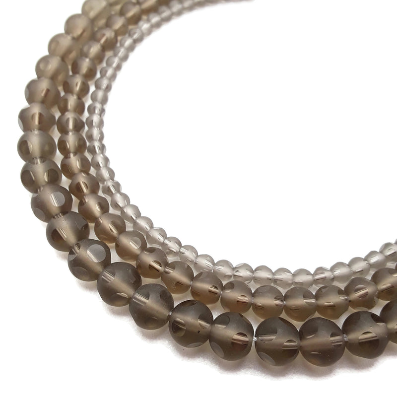 Brown Crystal Glass Matte Faceted Round Beads 4mm 6mm 8mm 15.5" Strand