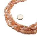 Peach Moonstone Pebble Nugget Beads Size Approx 6x8mm 15.5'' Strand