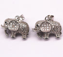 silver plated mirco pave clear zircon elephant pendant copper charm