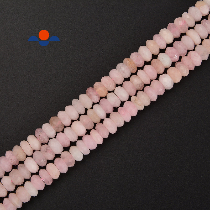 Natural Pink Morganite Faceted Rondelle Beads Size 5x8mm 15.5" Strand