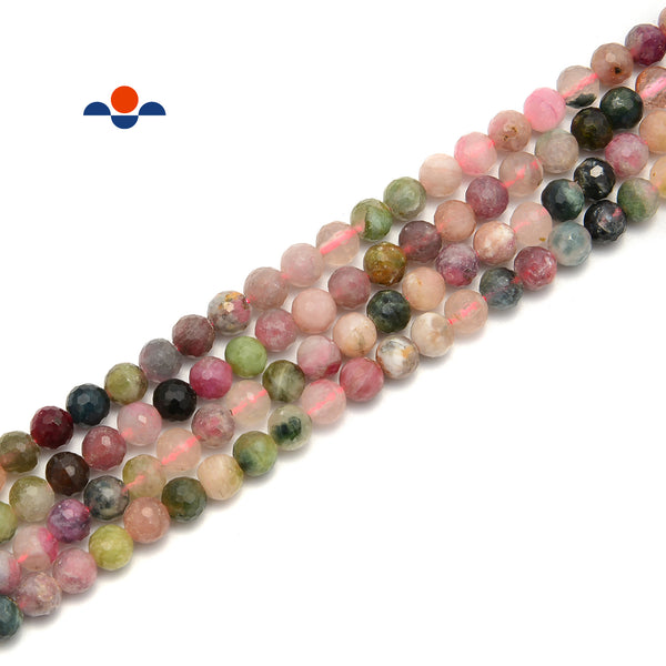 Natural Watermelon Tourmaline Faceted Round Beads Size 6mm 15.5'' Strand