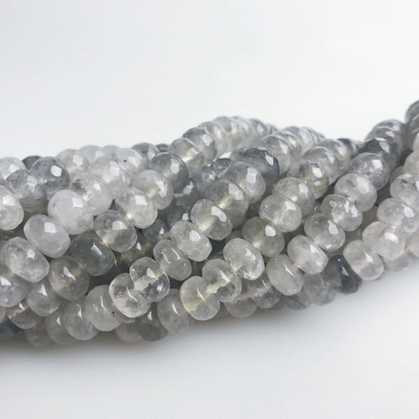 cloudy quartz faceted rondelle beads 