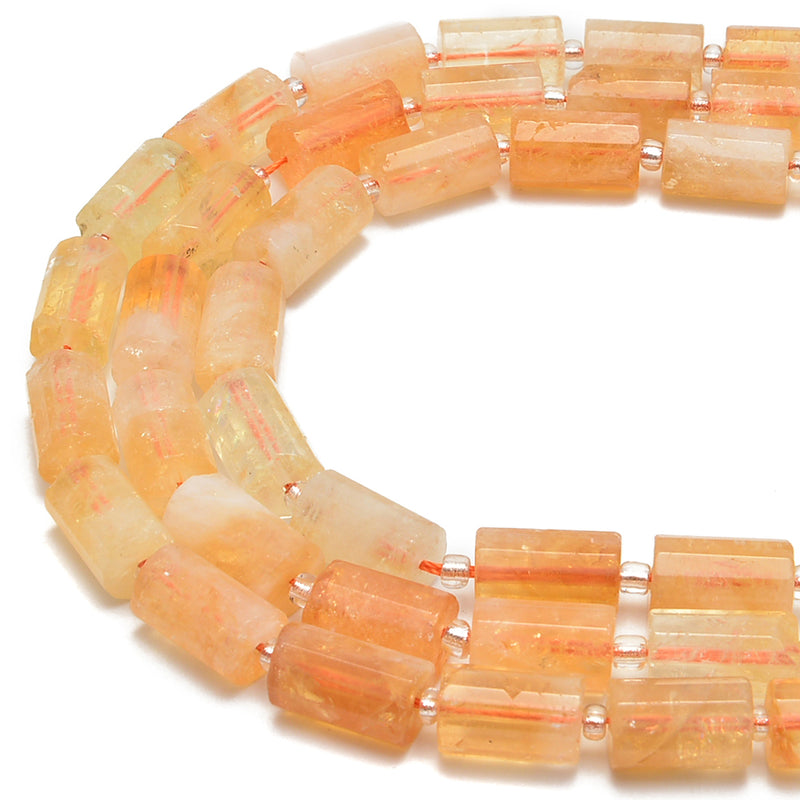 Citrine Faceted Cylinder BeadS Size 10x16mm 15.5'' Strand