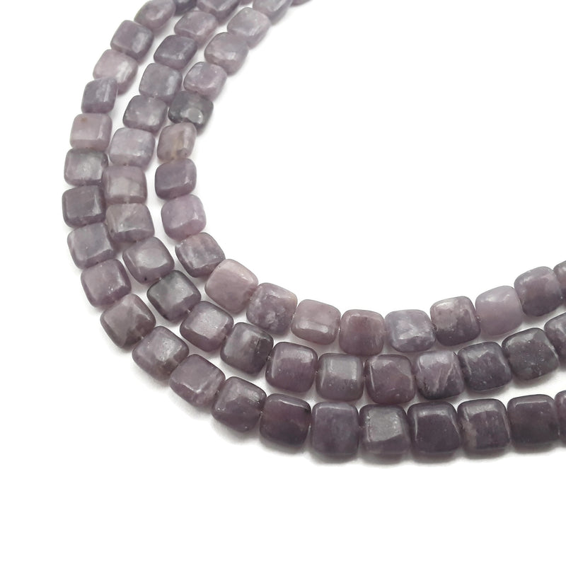 Natural Purple Lepidolite Smooth Flat Square Beads Size 10x10mm 16" Strand