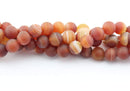 red Striped agate matte round beads