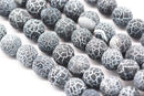 black fire agate Crackled matte round beads 