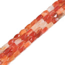 Carnelian Faceted Rhombus Rice Shape Beads Size 8x12mm 15.5'' Strand