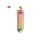 Watermelon Quartz Point Gold Electroplated Top Pendant 50-55mm Sold By Piece