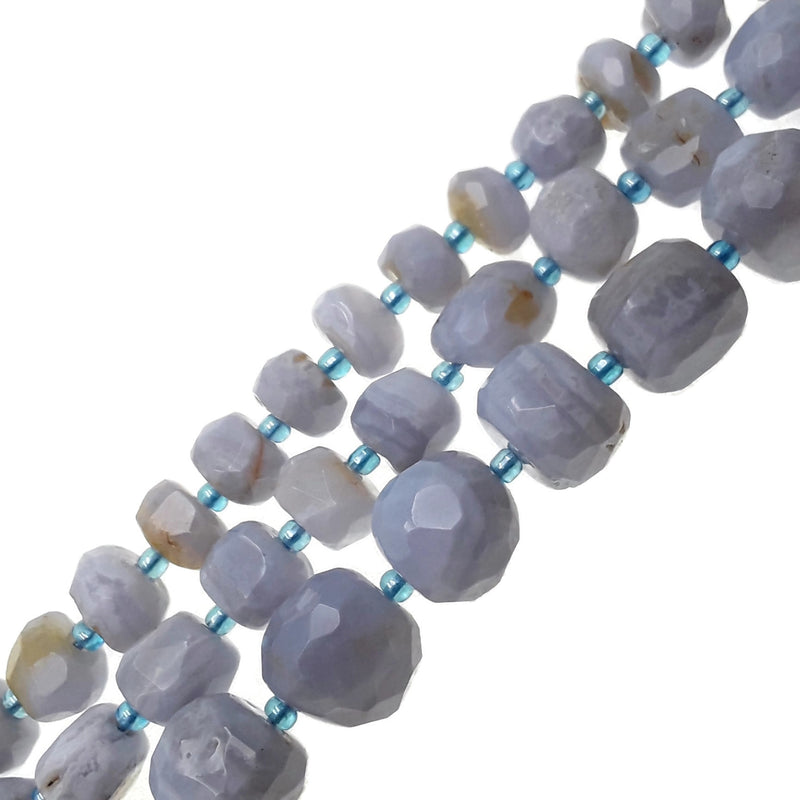 blue lace agate faceted nugget chunk beads 
