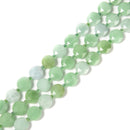 Green Moonstone Hexagram Cutting Faceted Coin Beads Size 12mm 15.5'' Strand