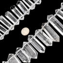 Natural Clear Quartz Large Graduated Top Drill Points Beads 35-60mm 15.5" Strand