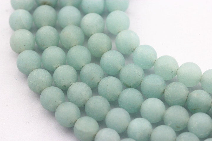 large hole aqua color quartz matte round beads