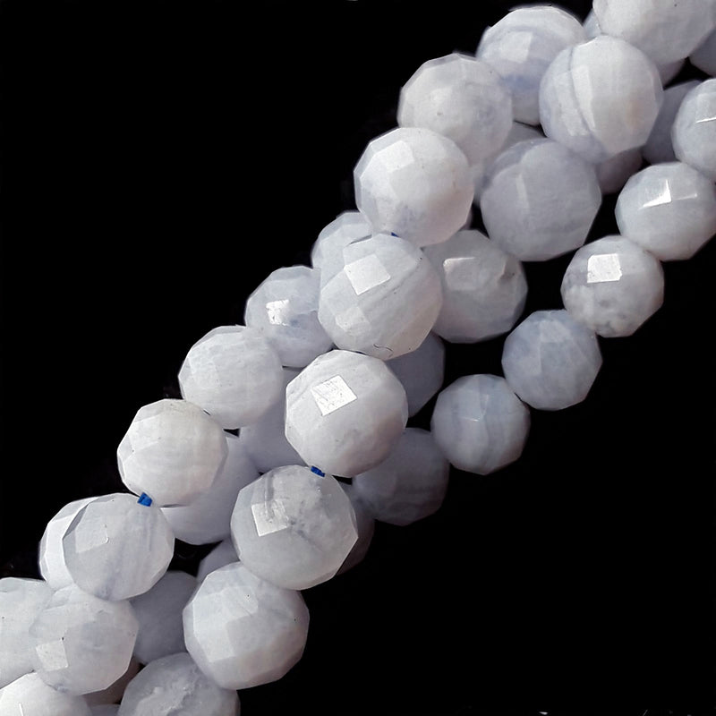 aaa blue lace agate faceted round beads