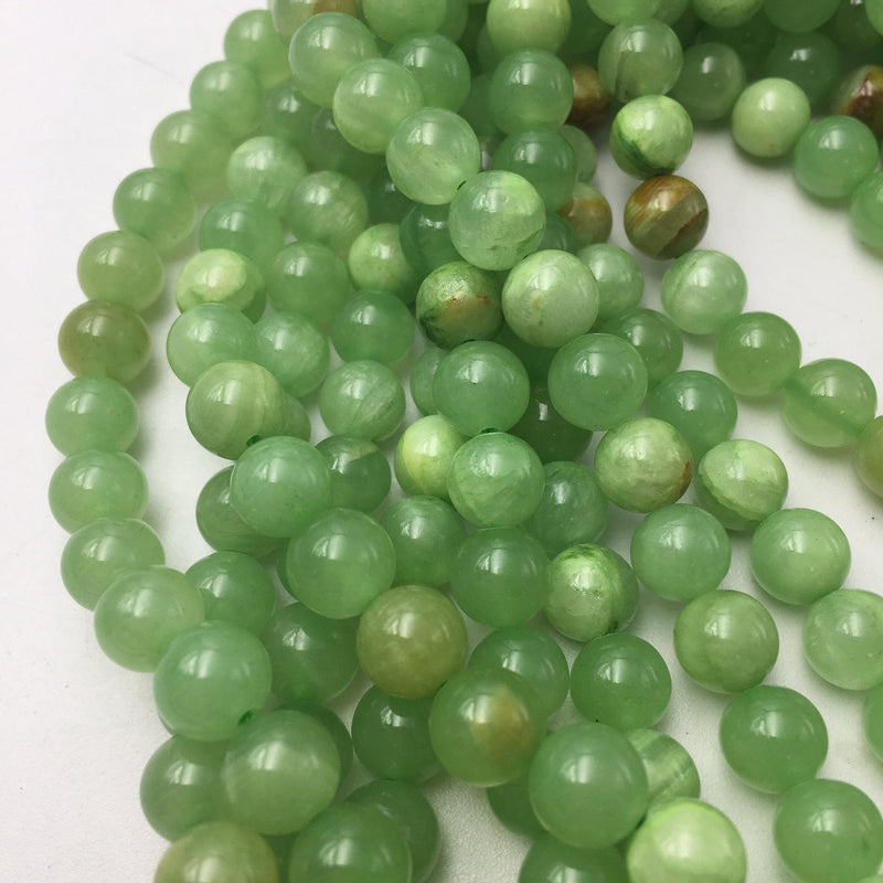 Bright Olive Green Semi-Transparent Jade Beads, 6mm Round