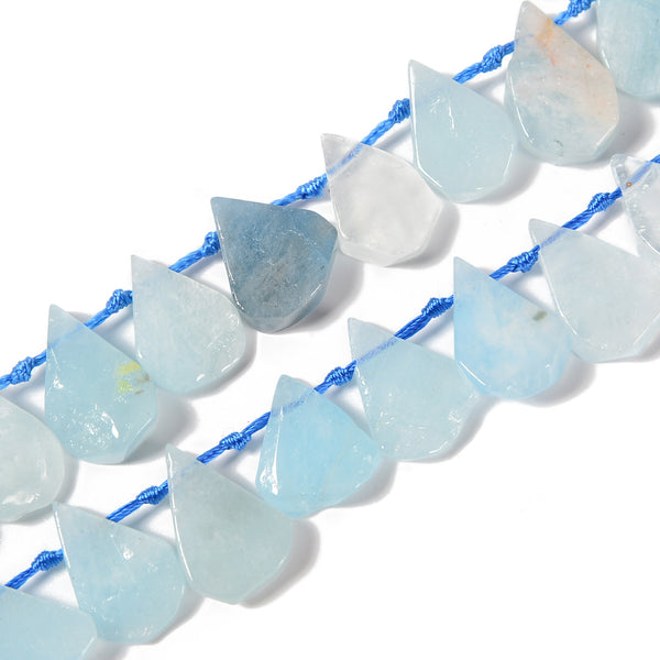 Natural Aquamarine Top Drill Teardrop Beads Size 11-14mm x16-20mm 15.5'' Strand