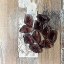 burgundy glass faceted irregular shape beads 
