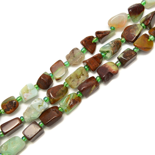 Chrysoprase Irregular Pebble Nugget Side Drill Beads Approx 10x14mm 15.5"Strand