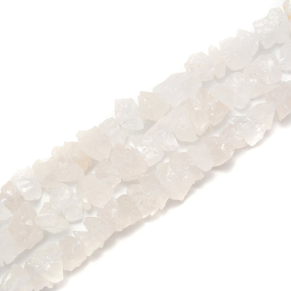 Clear Quartz Rough Nugget Chunks Center Drill Beads Approx 7-15mm 15.5" Strand