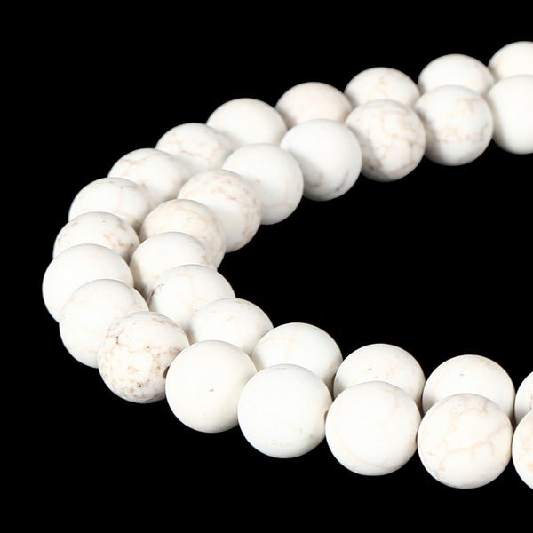 white turquoise matte round beads 