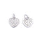925 Sterling Silver Heart Shape Charm with Cubic Zirconia 9.5x10mm 3 PCS Per Bag