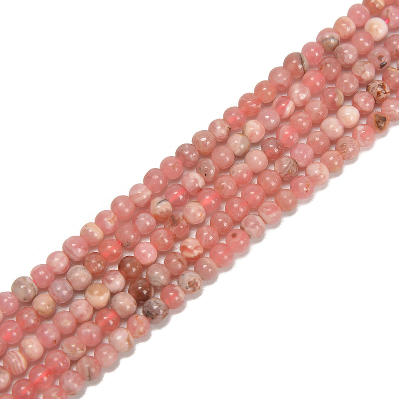 Natural Rhodochrosite Smooth Round Beads Size 4mm 15.5'' Strand