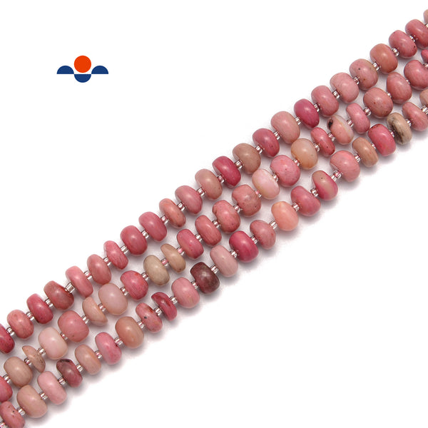 Rhodonite Pebble Nugget Slice Rondelle Beads Size 8-9mm 15.5" Strand