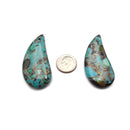 Chrysocolla Curved Drop Pendant Center/Side Drill 25x50mm Sold By Piece