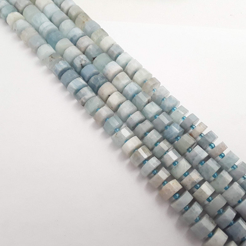 aquamarine faceted rondelle wheel Discs beads