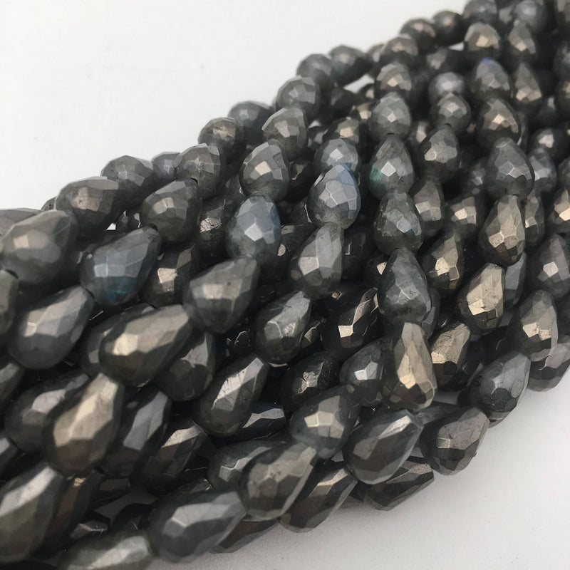 natural labradorite faceted teardrop beads