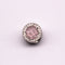 silver micro pave pink synthetic zircon flat wheel charm 