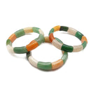 Multi Jade Double Drill Bracelet Rectangle Shape Size 12x20mm Length 7.5"