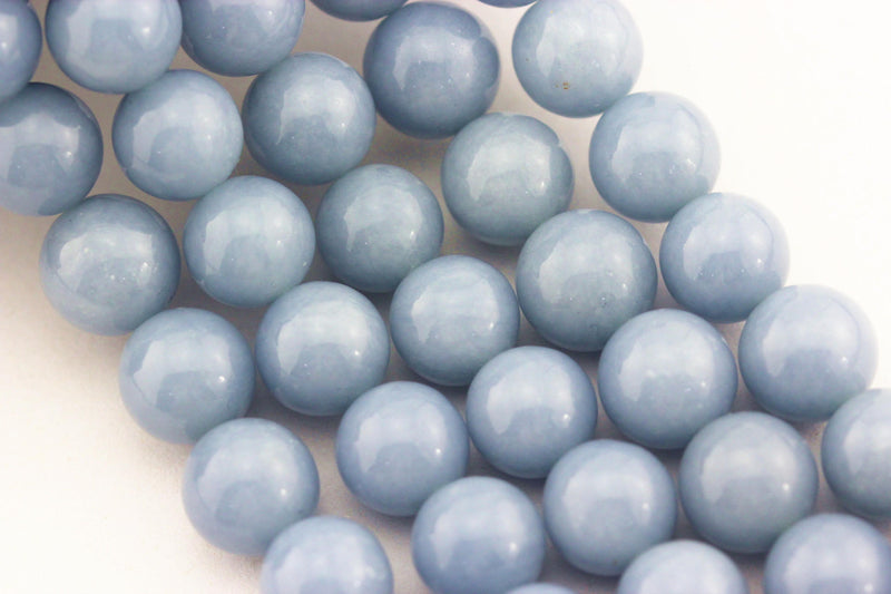 natural angelite smooth round beads