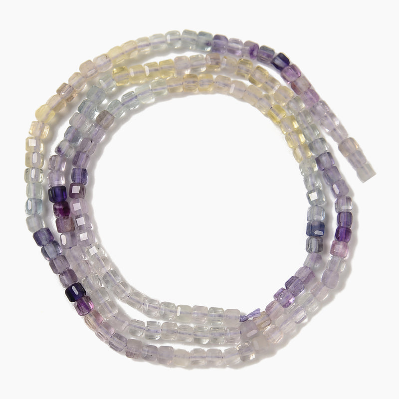 Gradient Natural Fluorite Faceted Cube Beads Size 2mm 15.5'' Strand