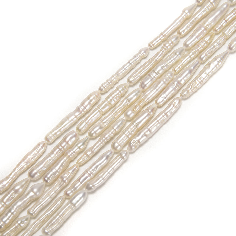 White Fresh Water Pearl Long Stick Shape Beads Size 4-5x20-25mm 15'' Strand