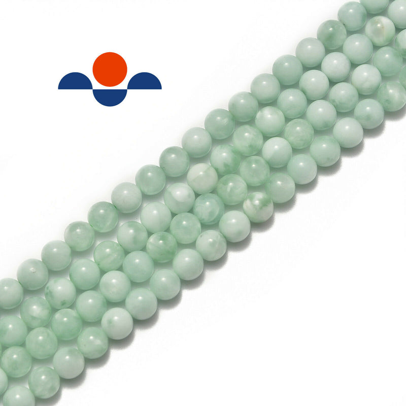 green moonstone smooth round beads 